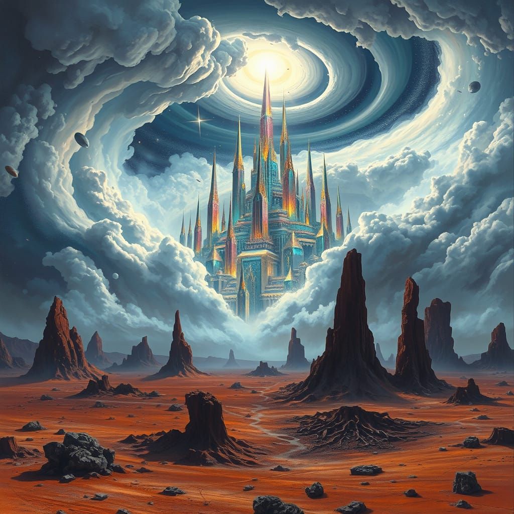 Celestial Metropolis of Iridescent Spires and Crystalline Ar...