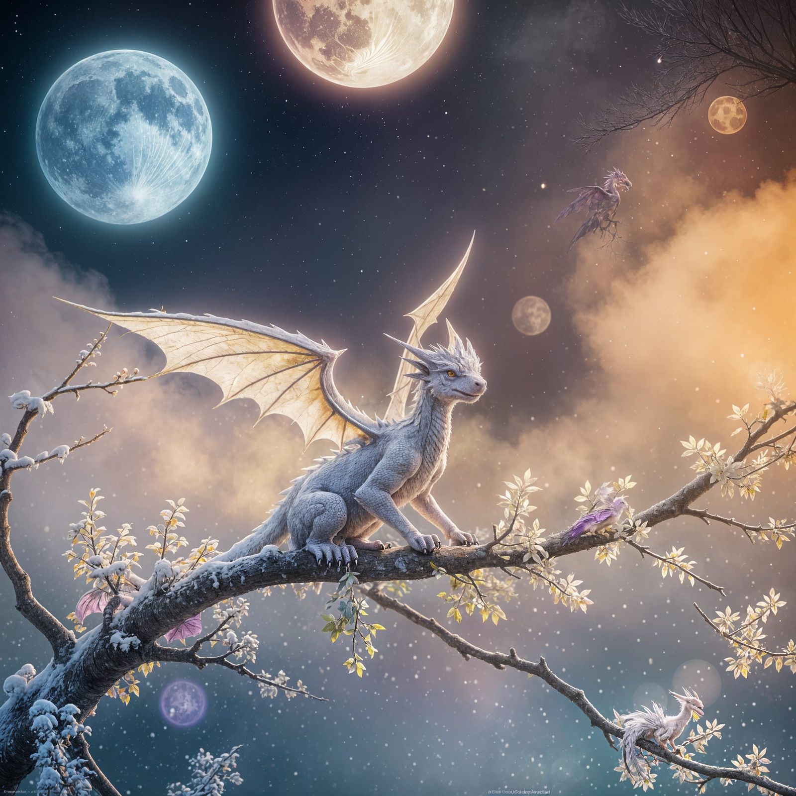 Whimsical Snowy Dragon Concept Art