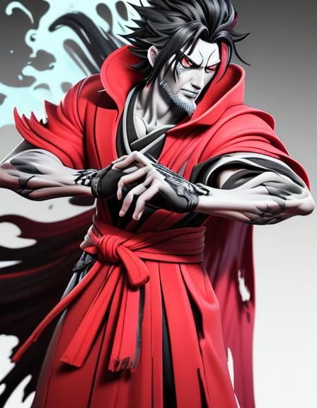 Masculine God in Anime Style Action Pose