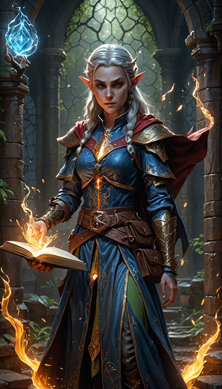Elf Wizard Casting Arcane Magic in Fantasy Art