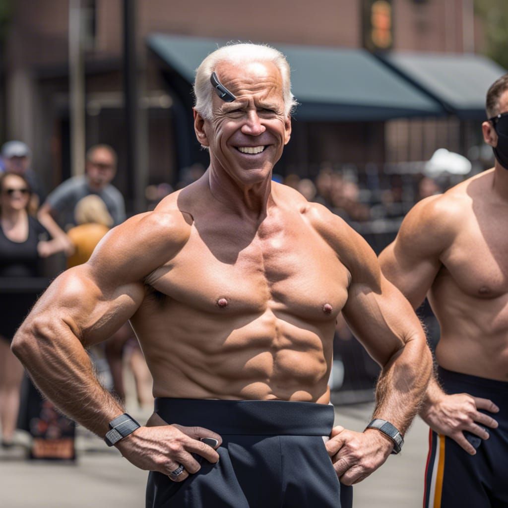 Humorous AI Image: Buff Joe Biden