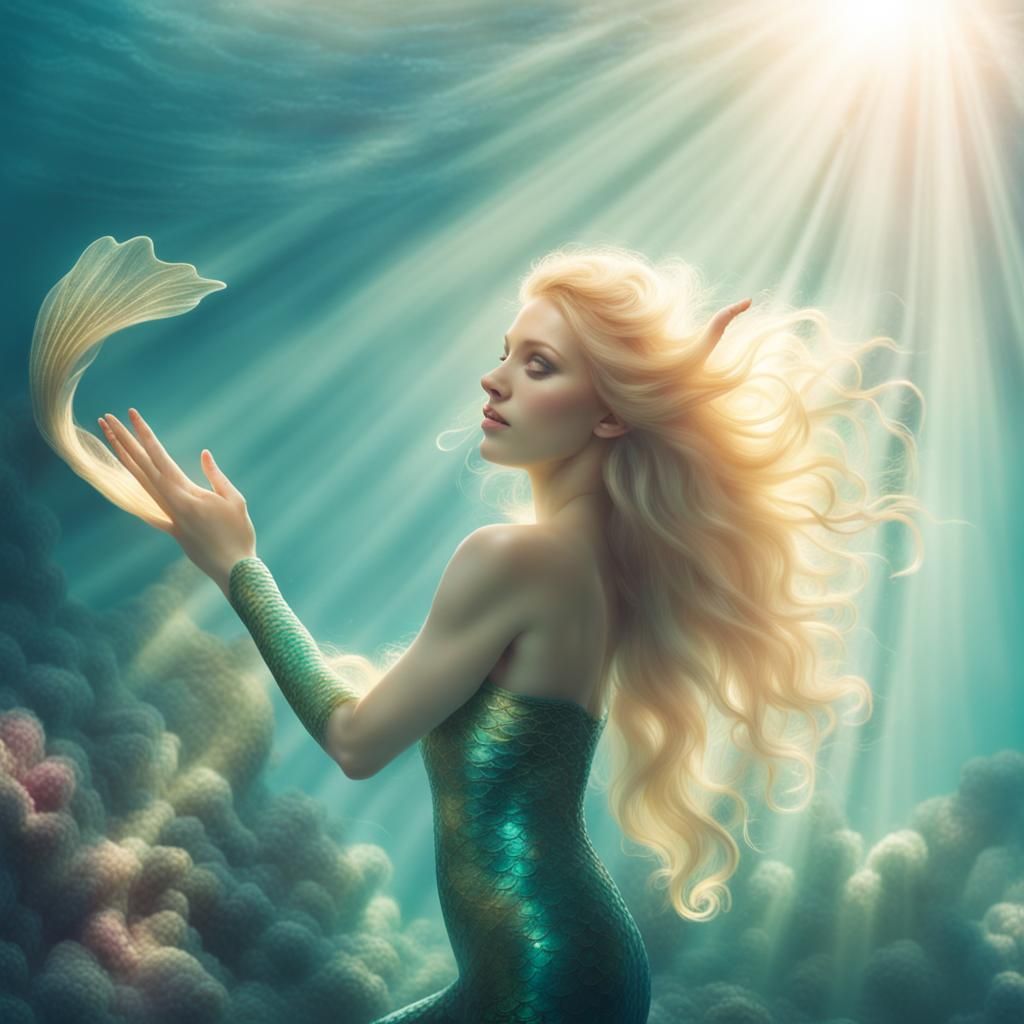 Mermaids in Atlantis Bathed in Divine Light
