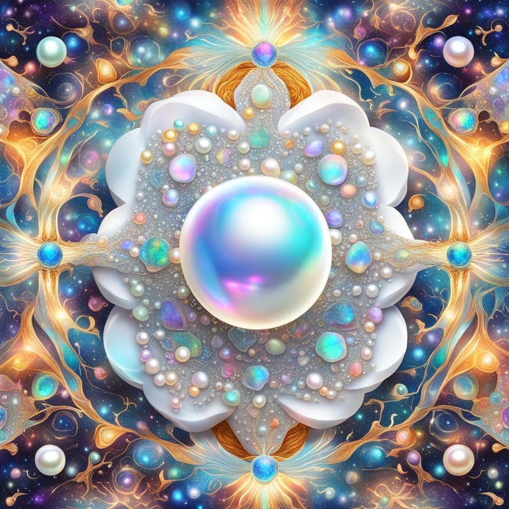 Astral Pearl Gemstone in Holographic Illustration