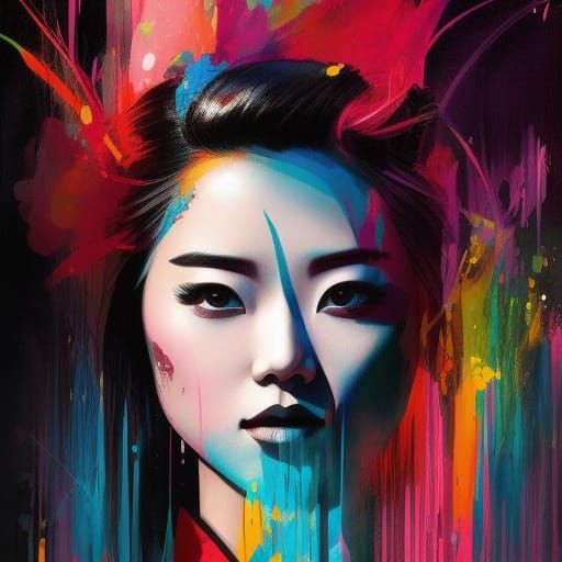 Colorful Ink Splash Mulan in 3D