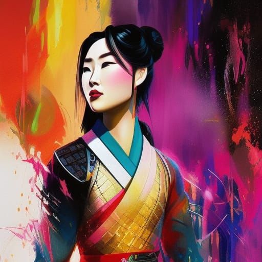 Colorful Ink Splash Mulan in 3D