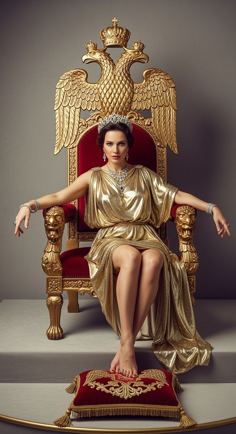 Tsarina on Gold Throne in Opulent Russian Style