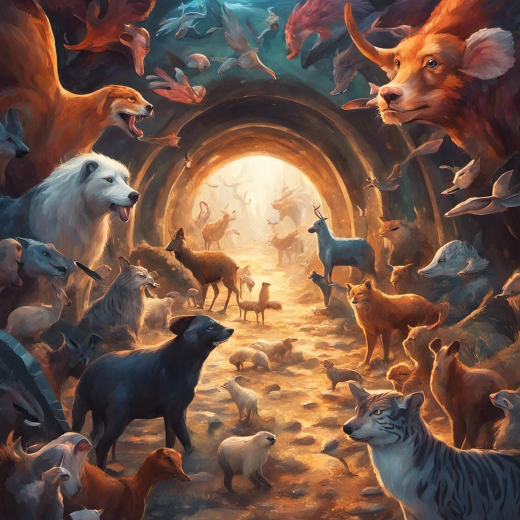 A tunnel full of animals