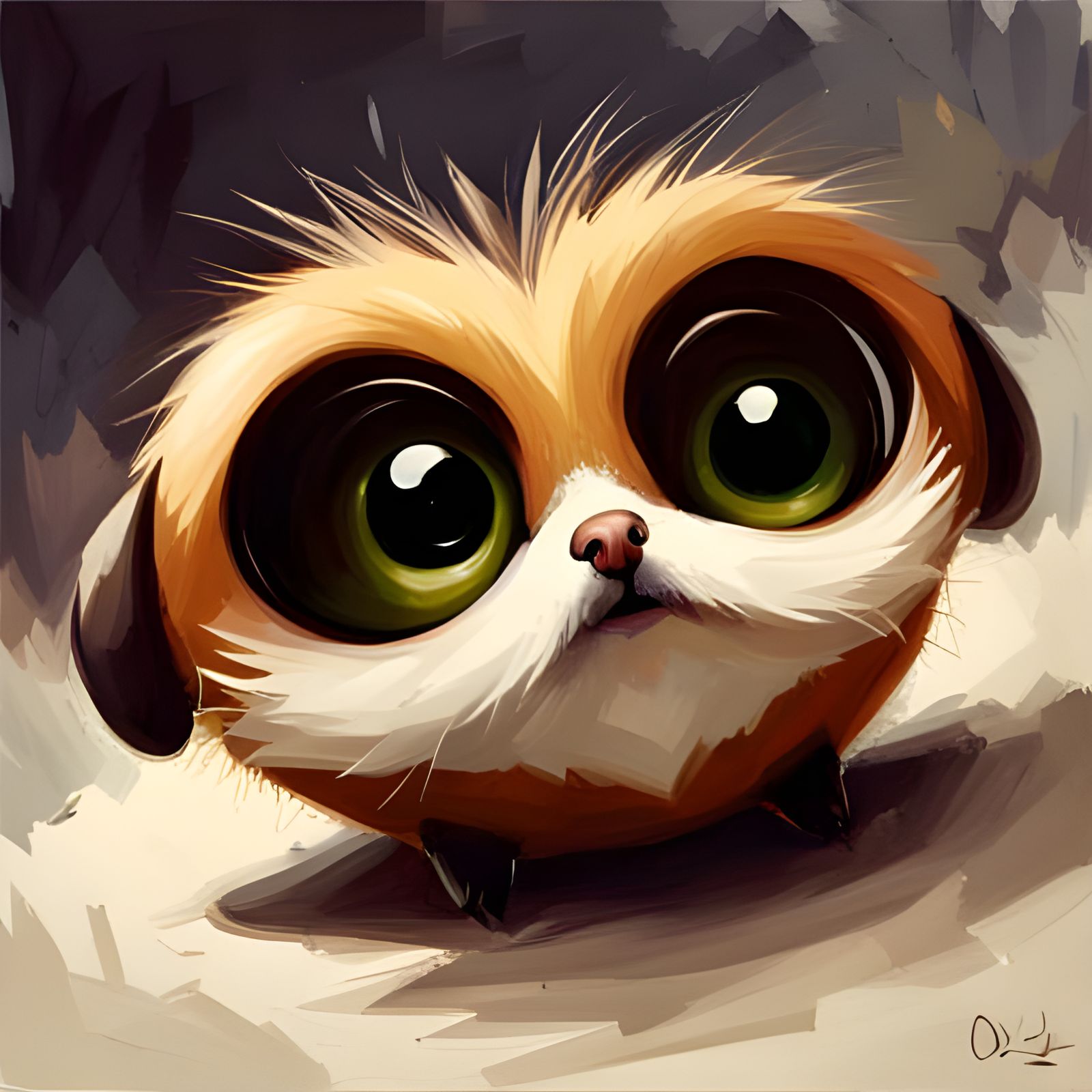 Adorable Character Oil Painting with Expressive Design