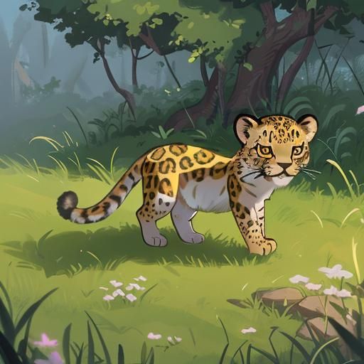 Baby Leopard in Detailed Matte Painting