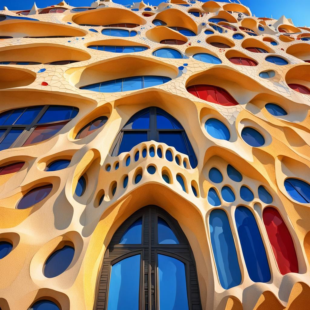 Gaudi-Inspired Parametric Architecture in Vibrant Colors