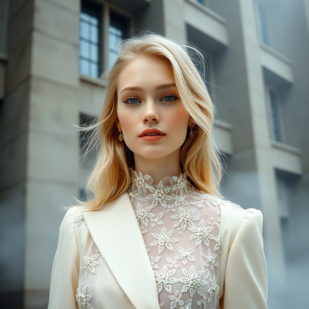 Ethereal Haute Couture Beauty in Dreamy Fog, Inspired by Edi...