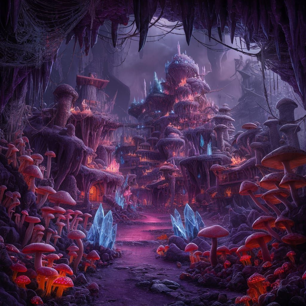 Menzoberranzan: Eerie Drow City in Fantasy Art