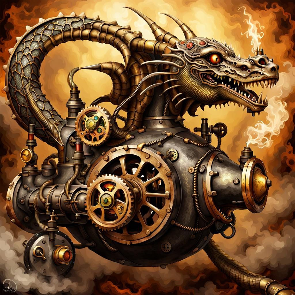 Steampunk Dragon with Hissing Steam Valves