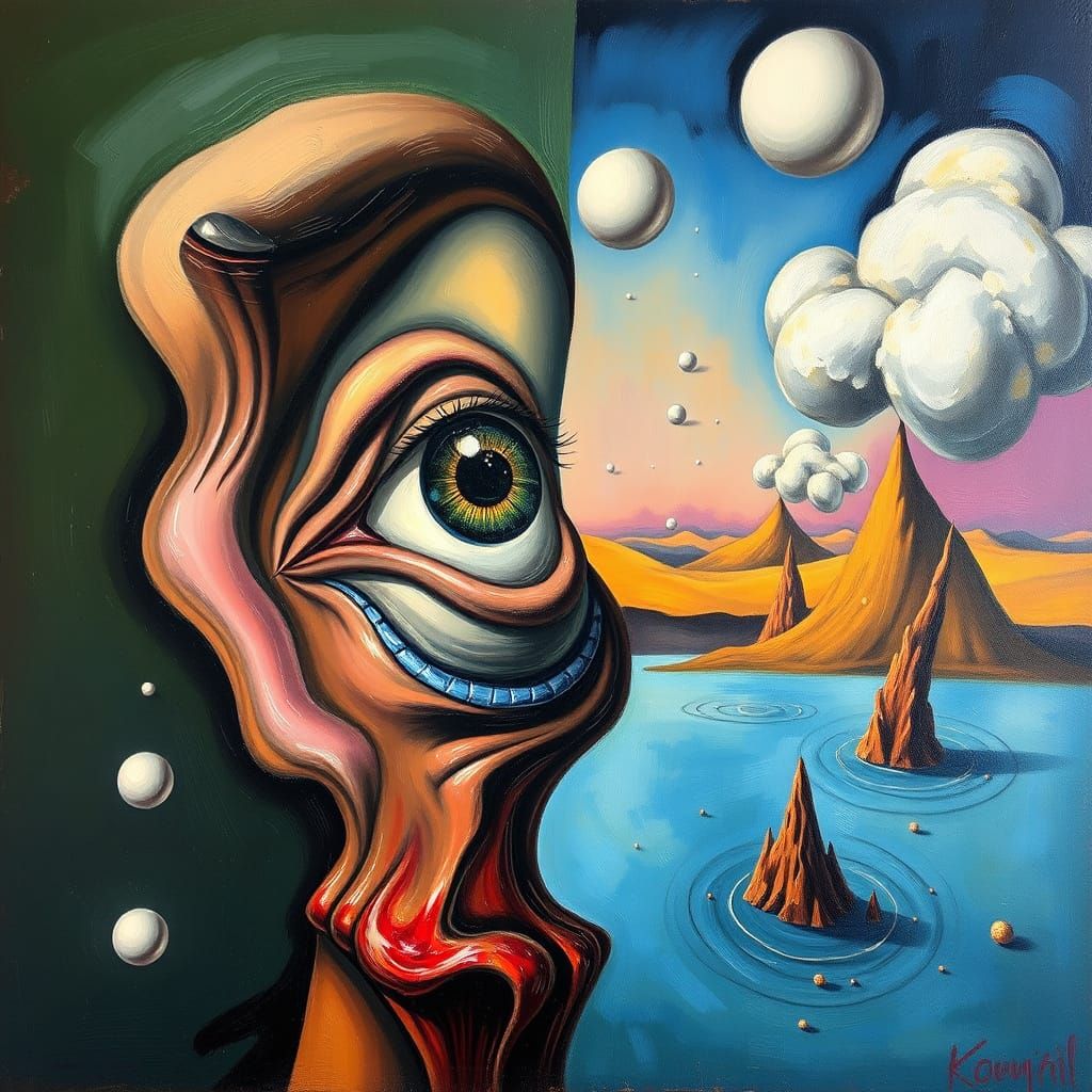 Surrealist Oil Painting of Harassment in Dali Style