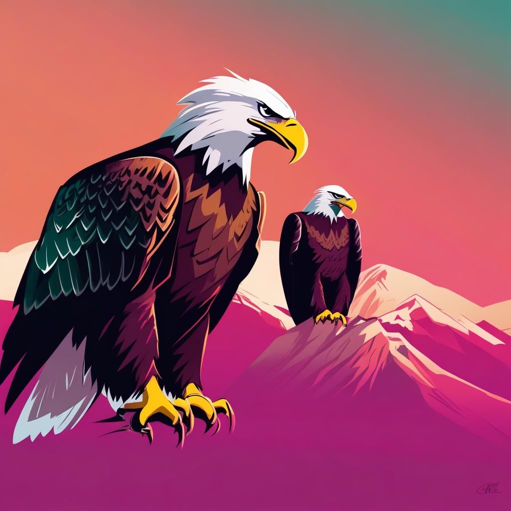 Dynamic Eagles in Flight with Bold Colors