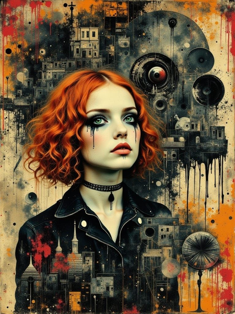 Gothic Surreal Portrait in Abstract Mixed Media