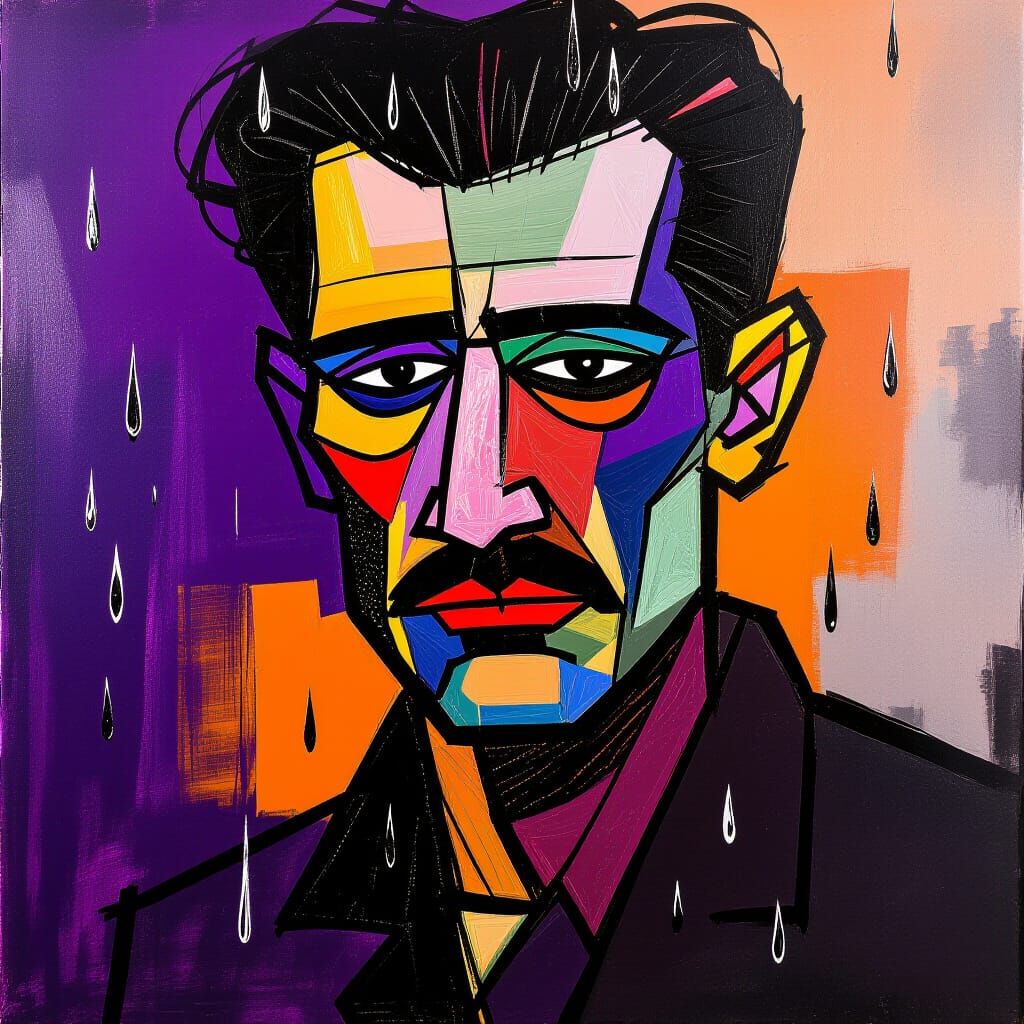 Abstract Rain Drops in Expressionist Style