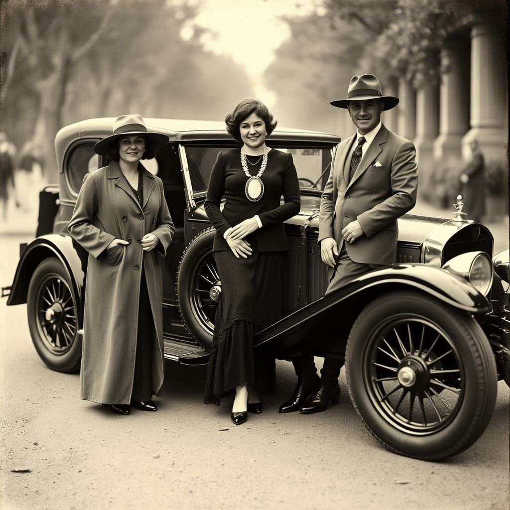 Vintage Group Portrait with Elegant Women and a Man in 1919 ...