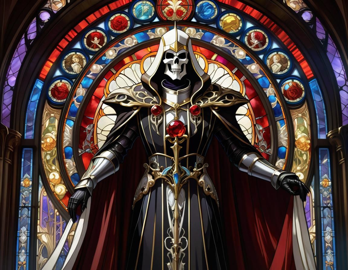Stained Glass Window of Elegant Overlord Ainz Ooal Gown