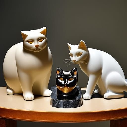 Cats in Marble Sculpture: A Classical Homage