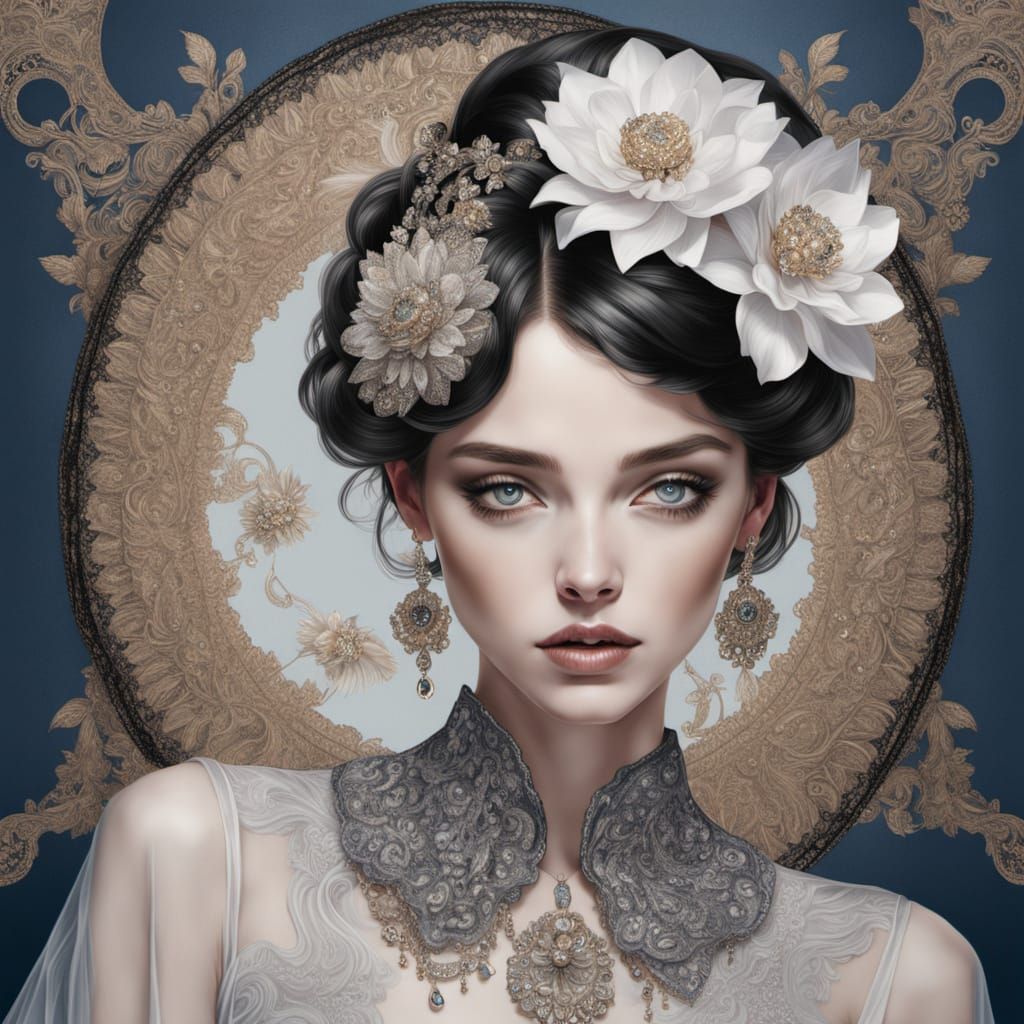 Elegant Black and White Portrait in Luxurious Style