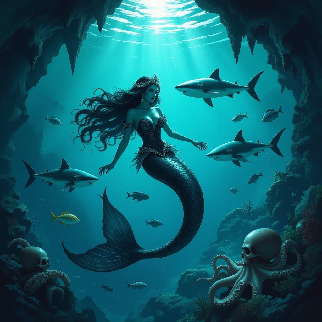 Mystical Mermaid in a Crystal Cave