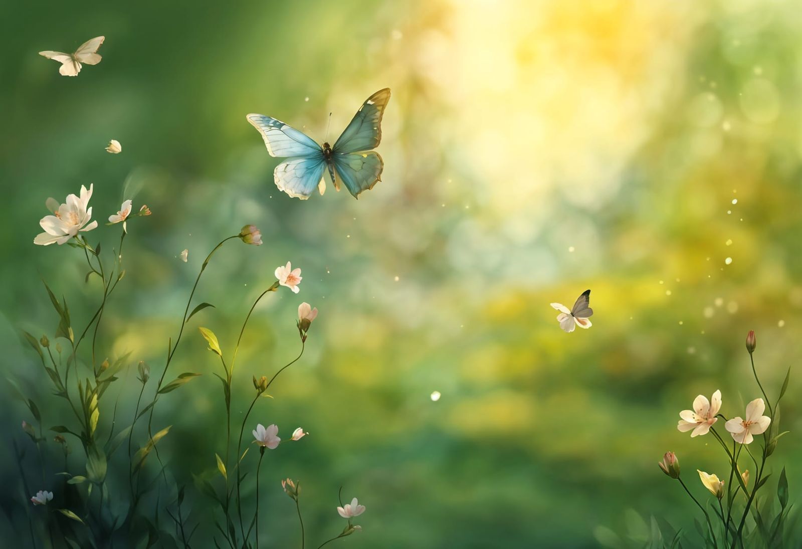 Fantasy Meadow Stone House in Morning Light