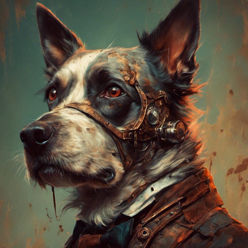 Steampunk Canine Gentleman in Hyperrealistic Style