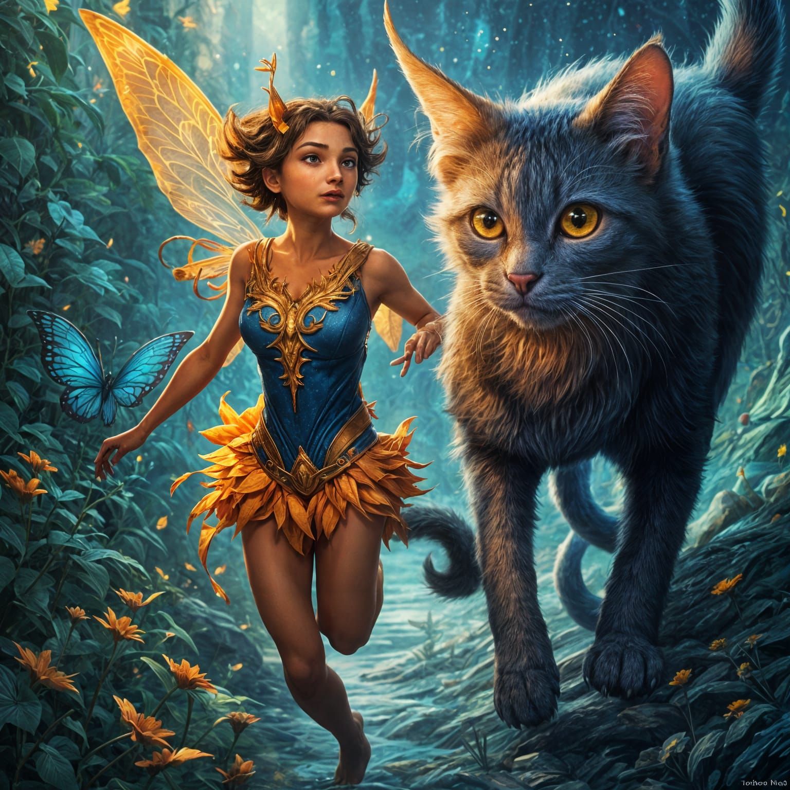 Pixie's Perilous Escape: A Fantastical Digital Painting