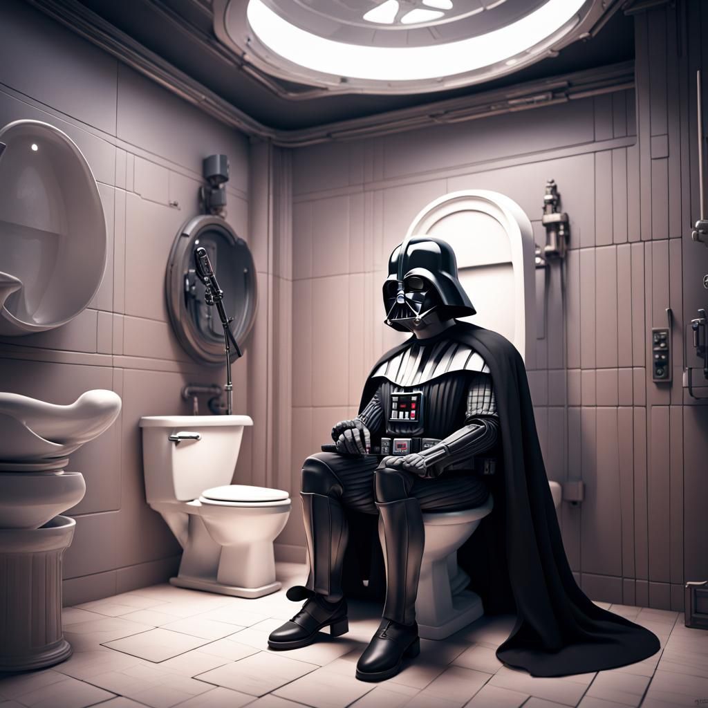 Darth Vader on Toilet: Detailed Matte Painting