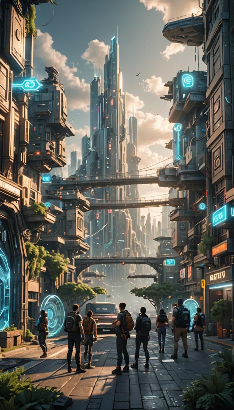 Futuristic Hologram City Rendered in Unreal Engine 5