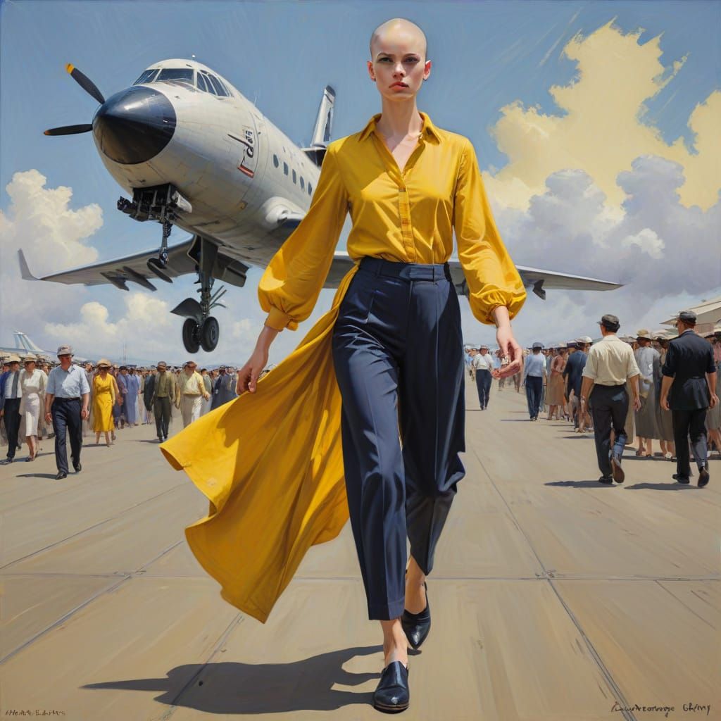 Confident Model Struts Down Runway in Airplane-Inspired Ense...