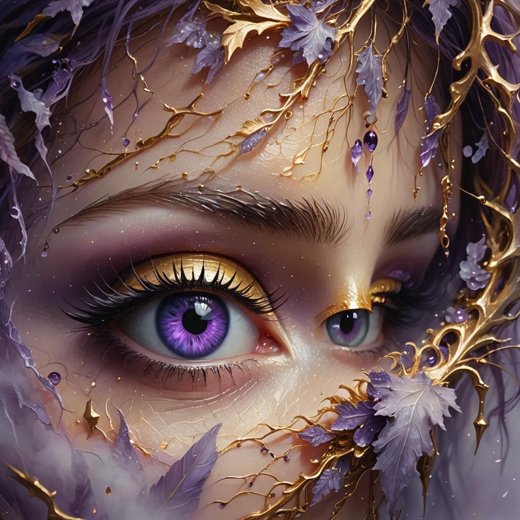 Ethereal Purple Eye in Misty Atmosphere