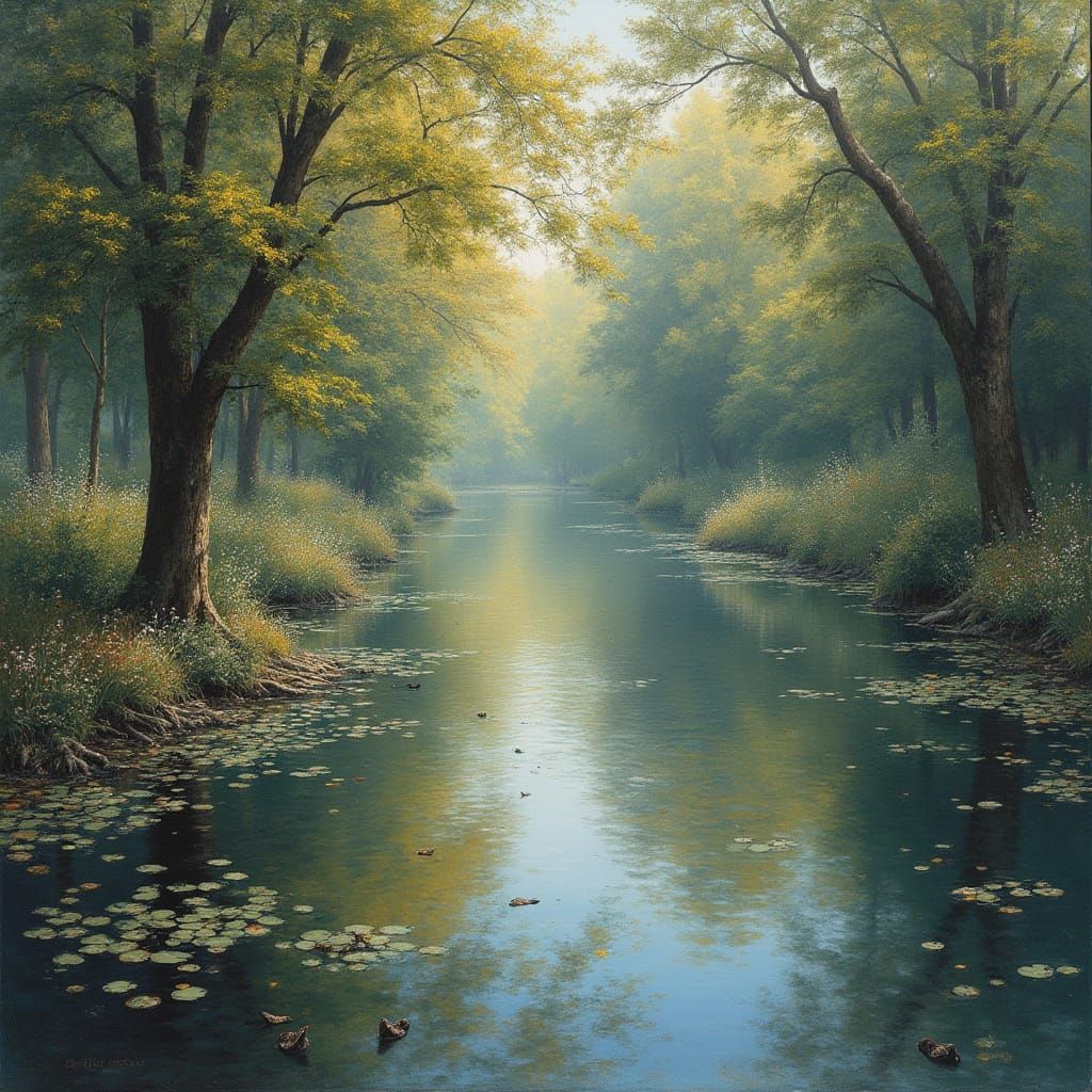 Nimfe e Bukur në Stilin e Waterhouse dhe Monet