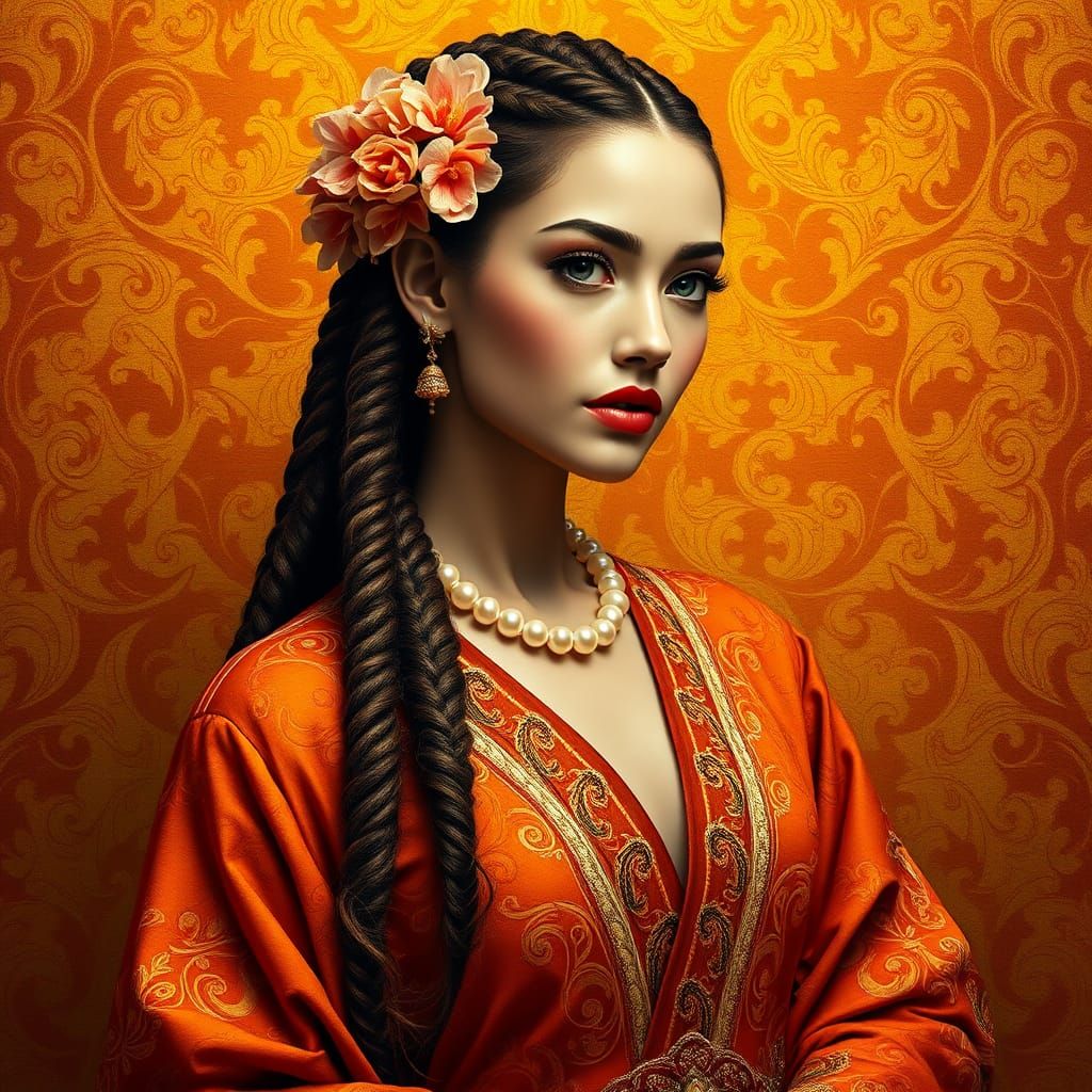 Regal Woman in Art Deco Graffiti Style