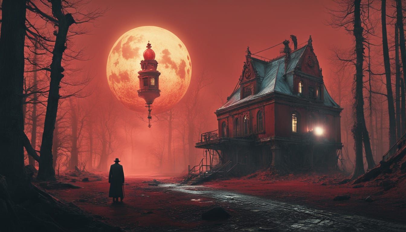 Surreal Cinema Hall Interview Setting in Warm, Crimson Light