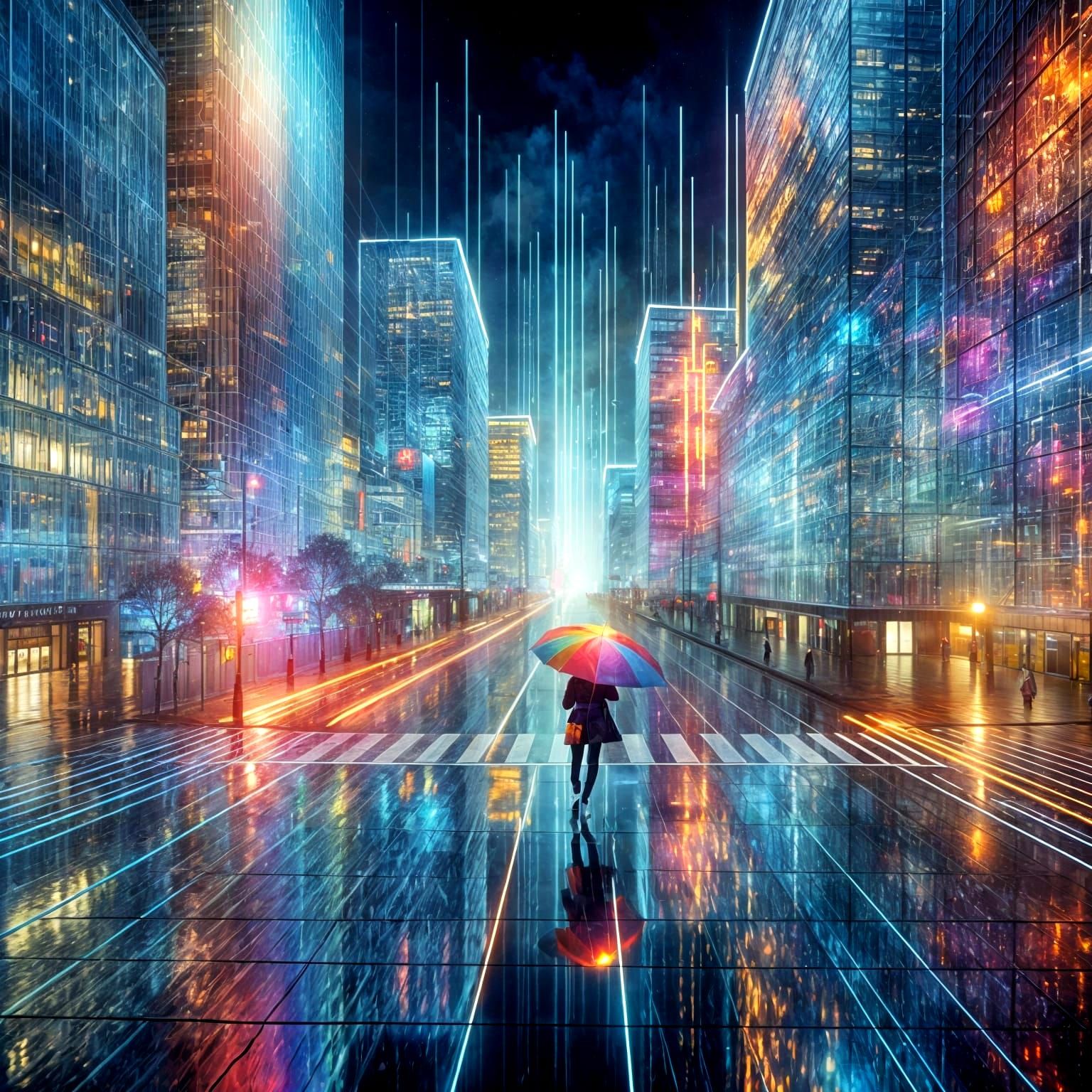 Hypermodern Glass City at Twilight