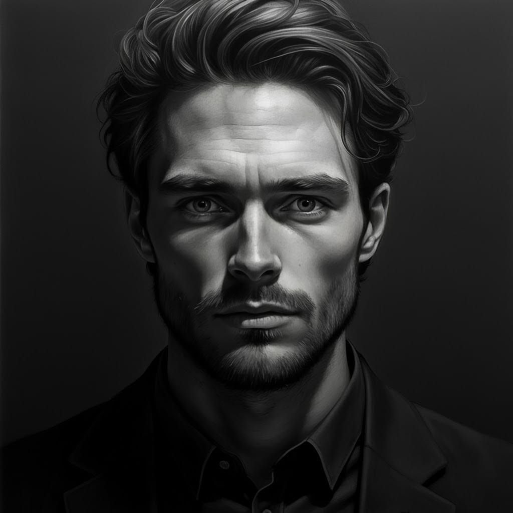 Hyperdetailed Charcoal Drawing of Depression