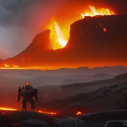 Giant Mech at Hell's Gate: Post-Apocalyptic Matte Painting