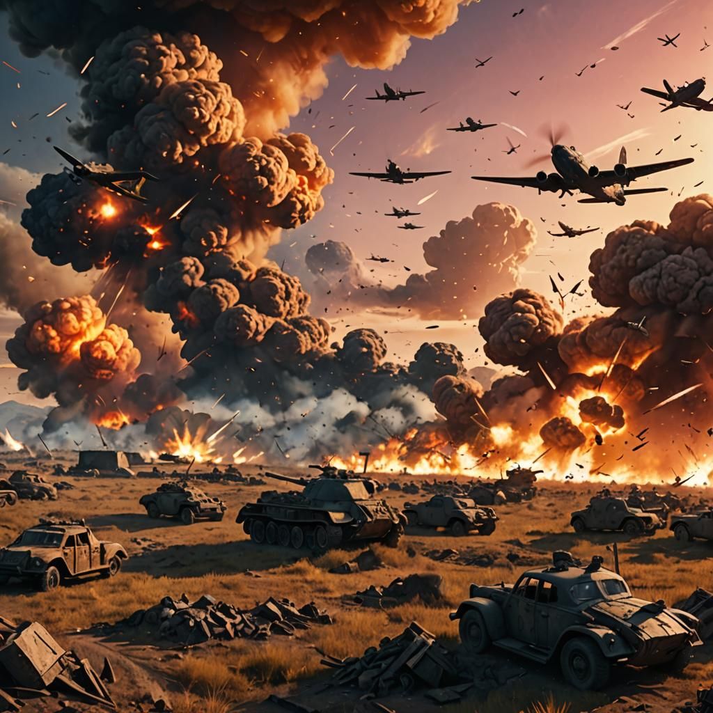 Intense WWII Land Battle Concept Art