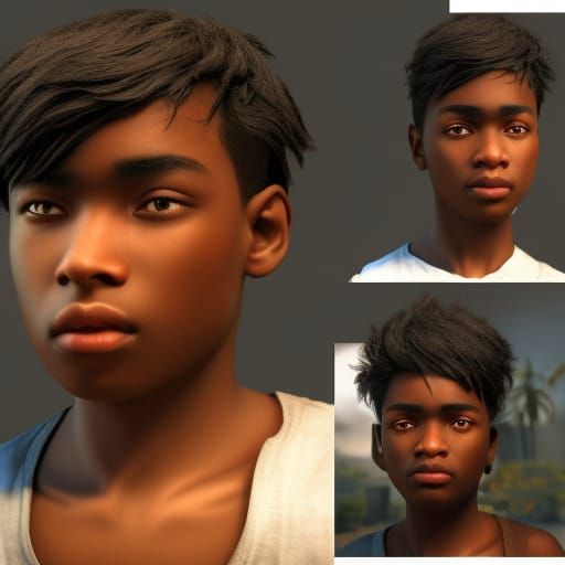 Detailed 3D Portrait of a Boy in Game Style
