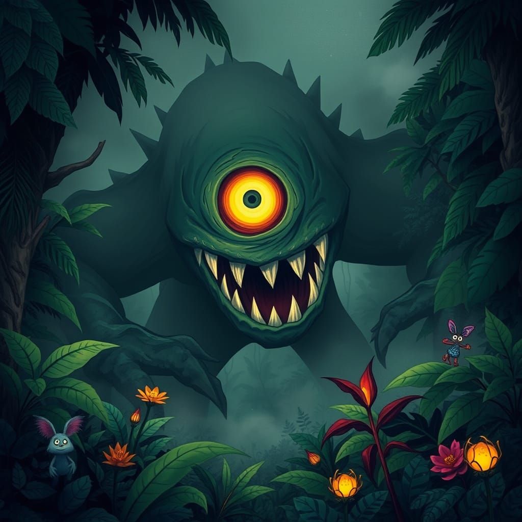 One-Eyed Jungle Monster in Fantastical Style