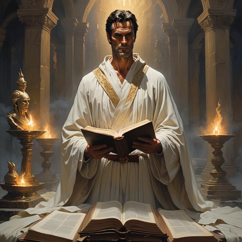 Ash Williams as Priest in Dramatic Lighting