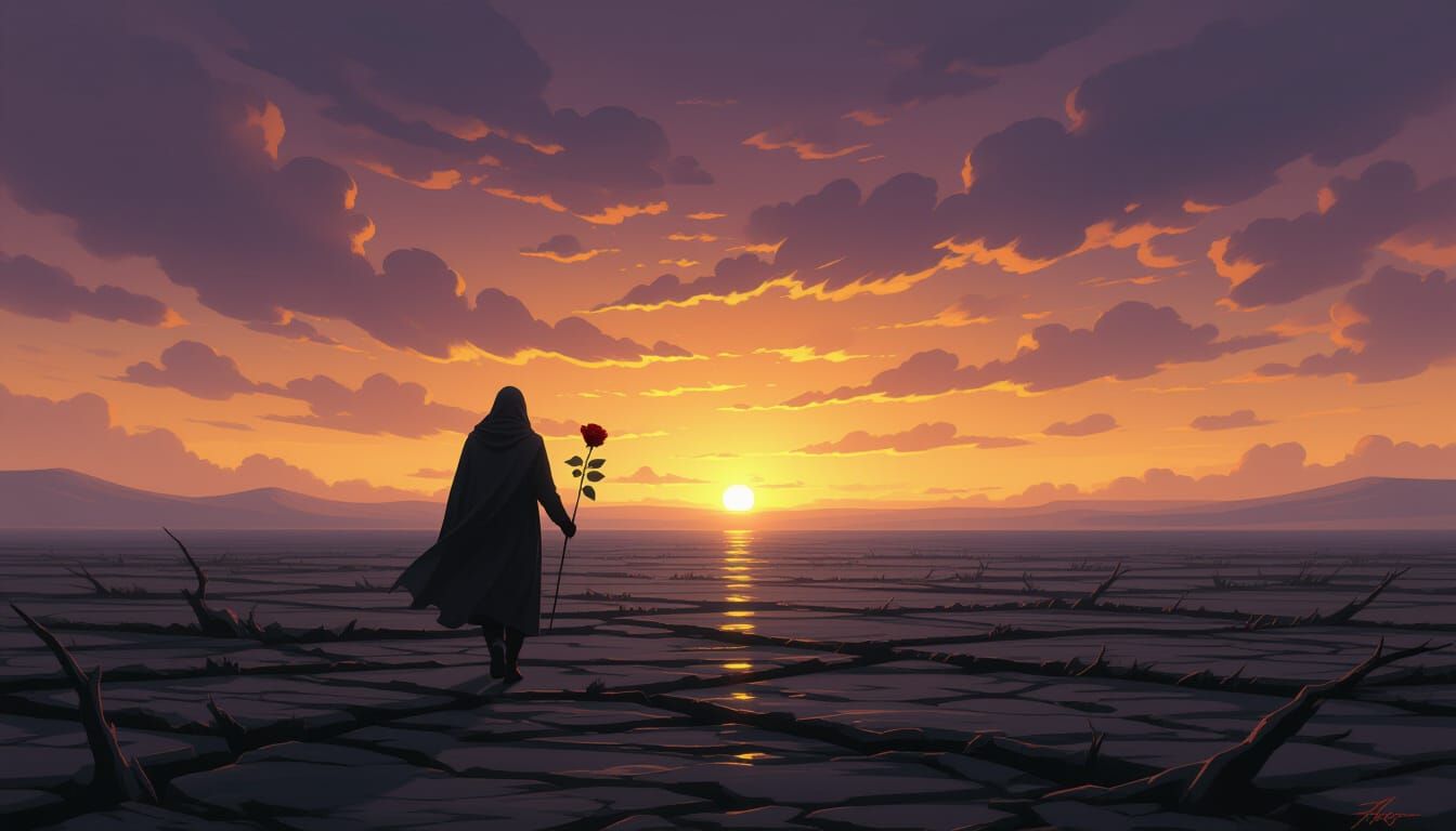 Hope Blooms Amidst Desolation: A Solitary Figure's Redemptio...