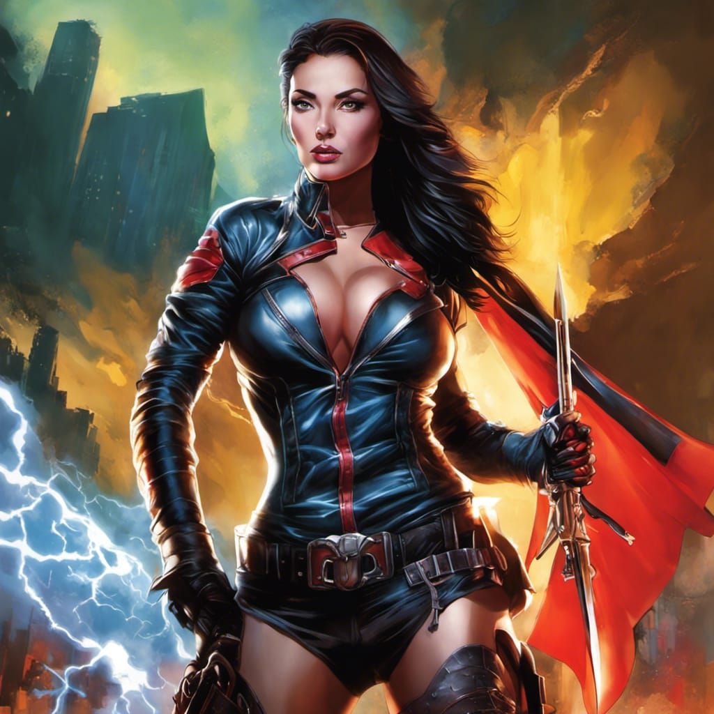 Female Assassin Comic Book Art in Graffiti Style