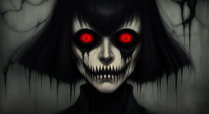 Creepy Schoolgirl in Oil Paint Style