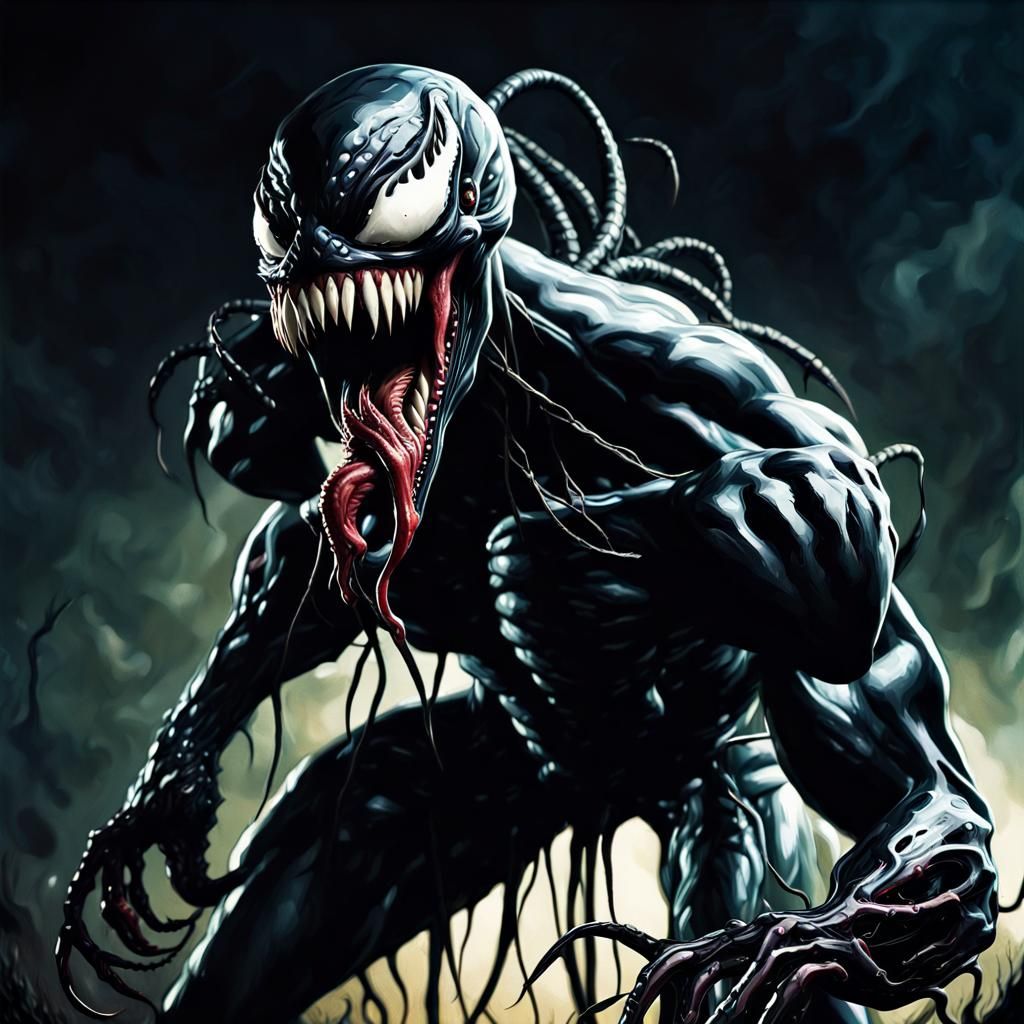 Nightmarish Venom Symbiote Oil Painting