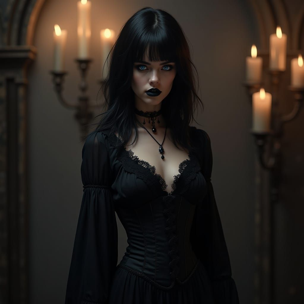 Goth Club Enchantress in Hyper-Realistic Portrait