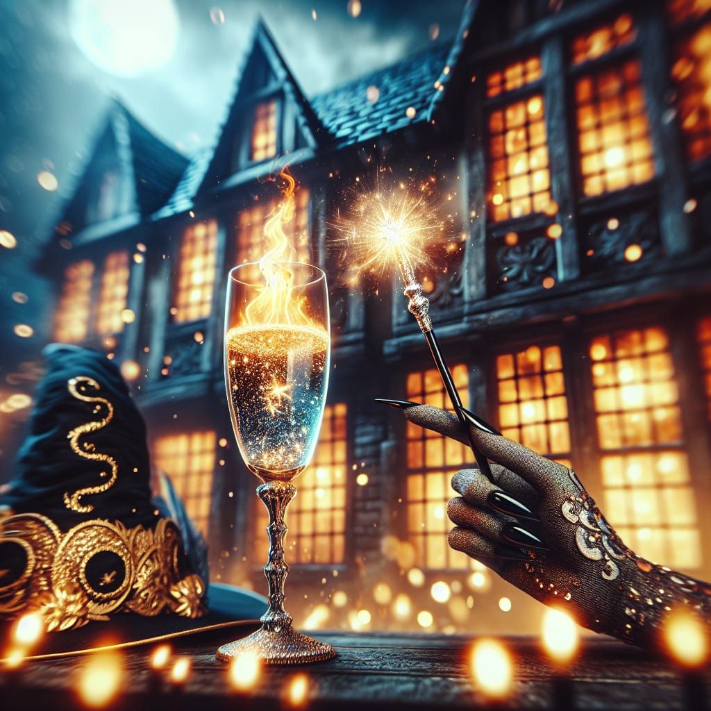 Enchanted Flames: A Witch's Brew in Hyperrealistic Detail