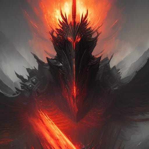 Black Phoenix Fire Lord Helmet: Dark Fantasy Art